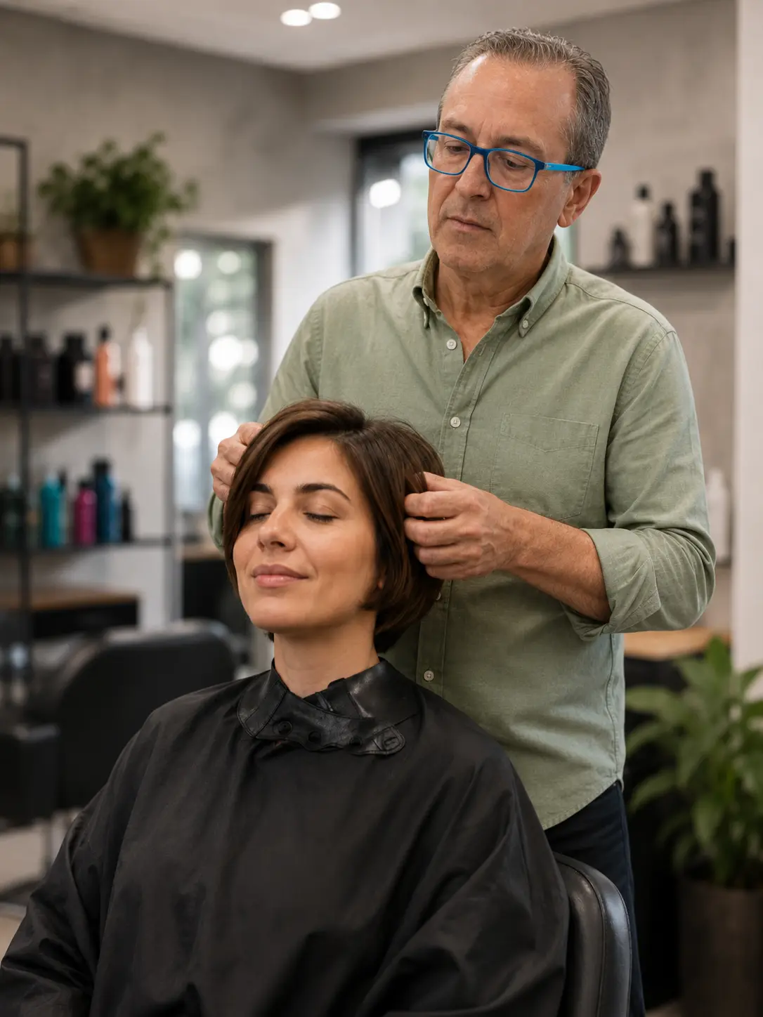 Detalle de corte de cabello en peluquería